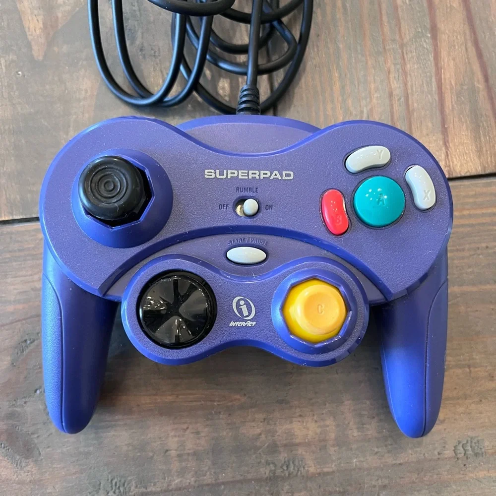 Nintendo GameCube Blue Gamepad Wired Controller SUPERPAD by Interact - Tested